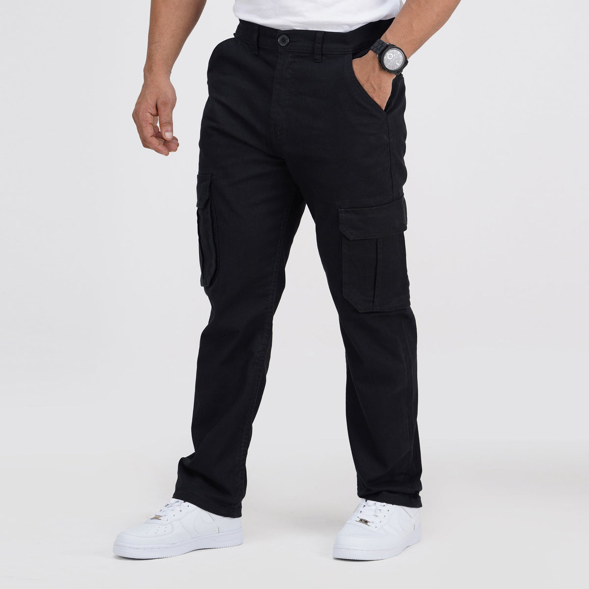 Premium Twill Cargo Pants - Black