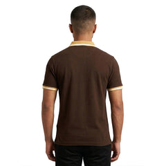Contrast Cotton Pique Polo - Coffee