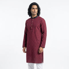 Textured Popcorn Panjabi - Maroon