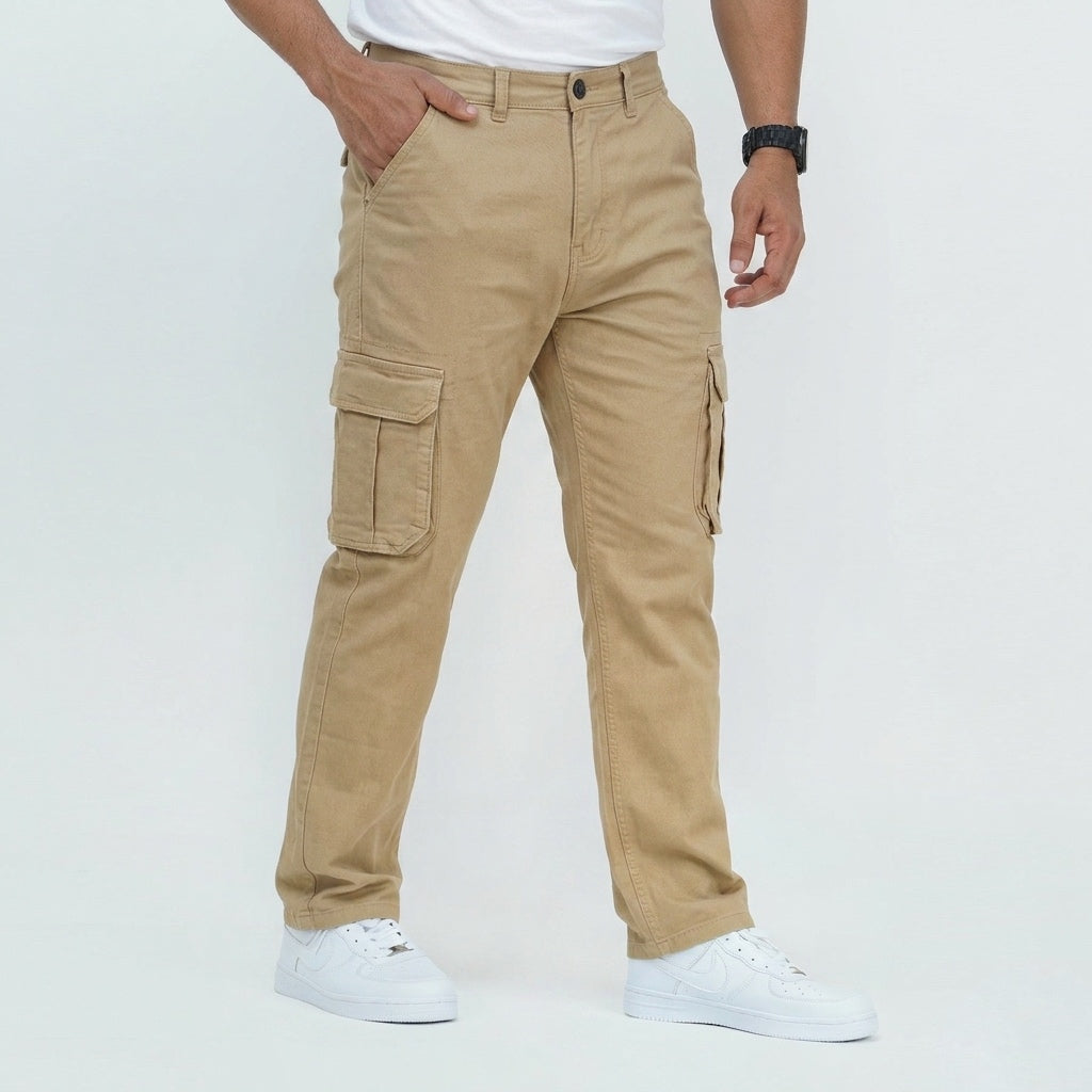 Premium Twill Cargo Pants - Khaki