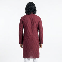 Textured Popcorn Panjabi - Maroon