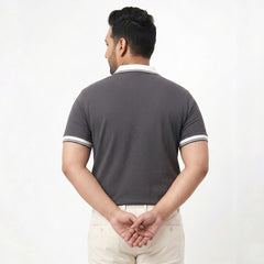 Contrast Cotton Pique Polo - Eagle Grey