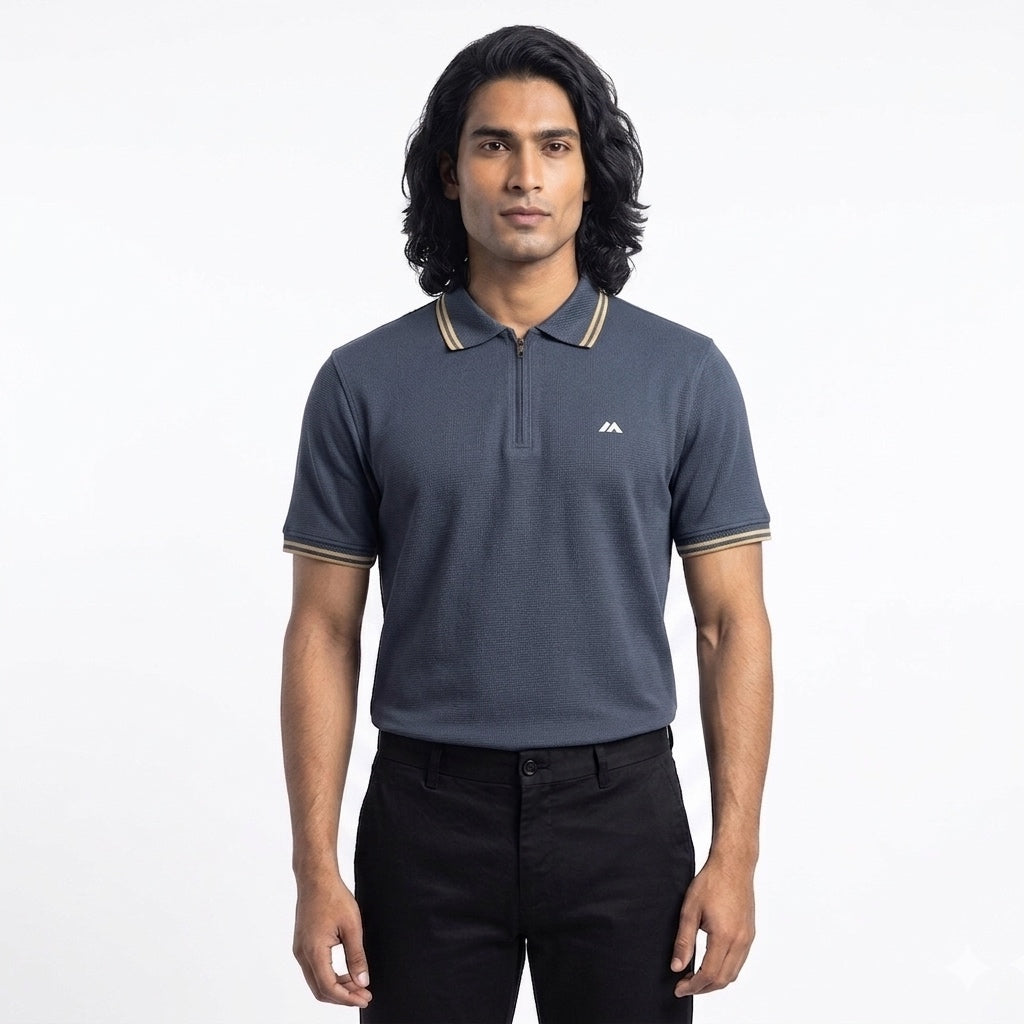 Premium Waffle Zipper Polo - Surma