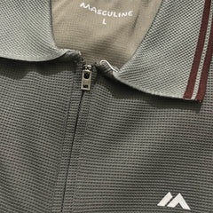 Premium Waffle Zipper Polo - Graphite