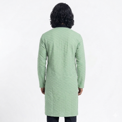 Textured Popcorn Panjabi - Moss Green