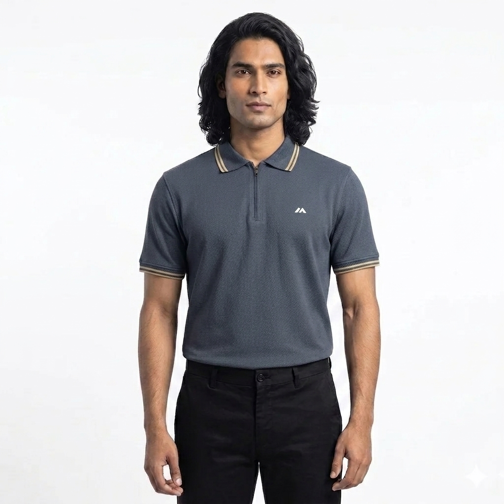 Premium Waffle Zipper Polo - Surma