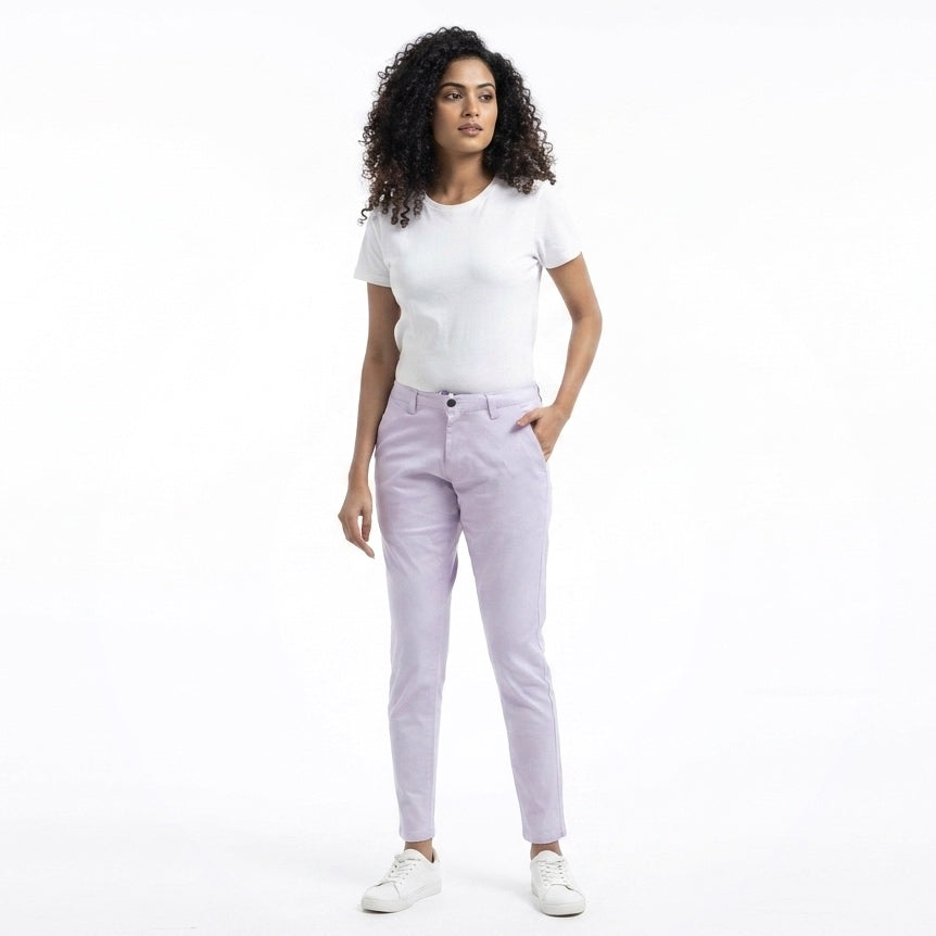Adjustable Ladies Chinos Pants - violet