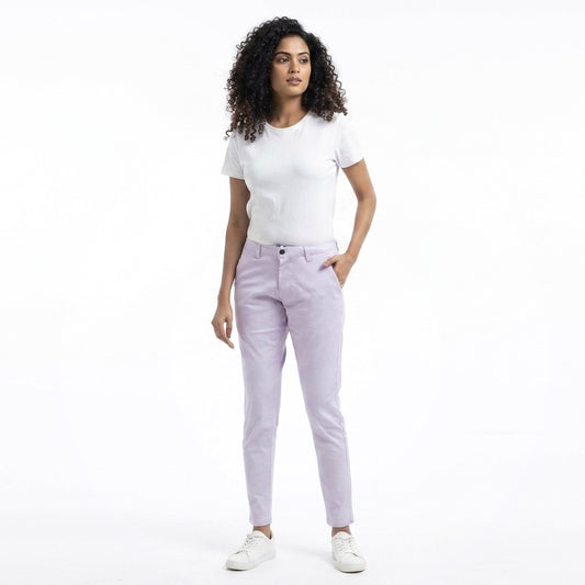 Adjustable Ladies Chinos Pants - violet