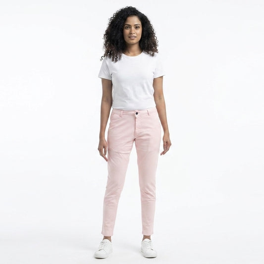 Adjustable Ladies Chinos Pants - Pink