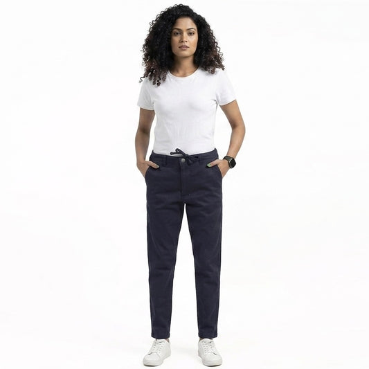 Adjustable Ladies Chinos Pants - Navy