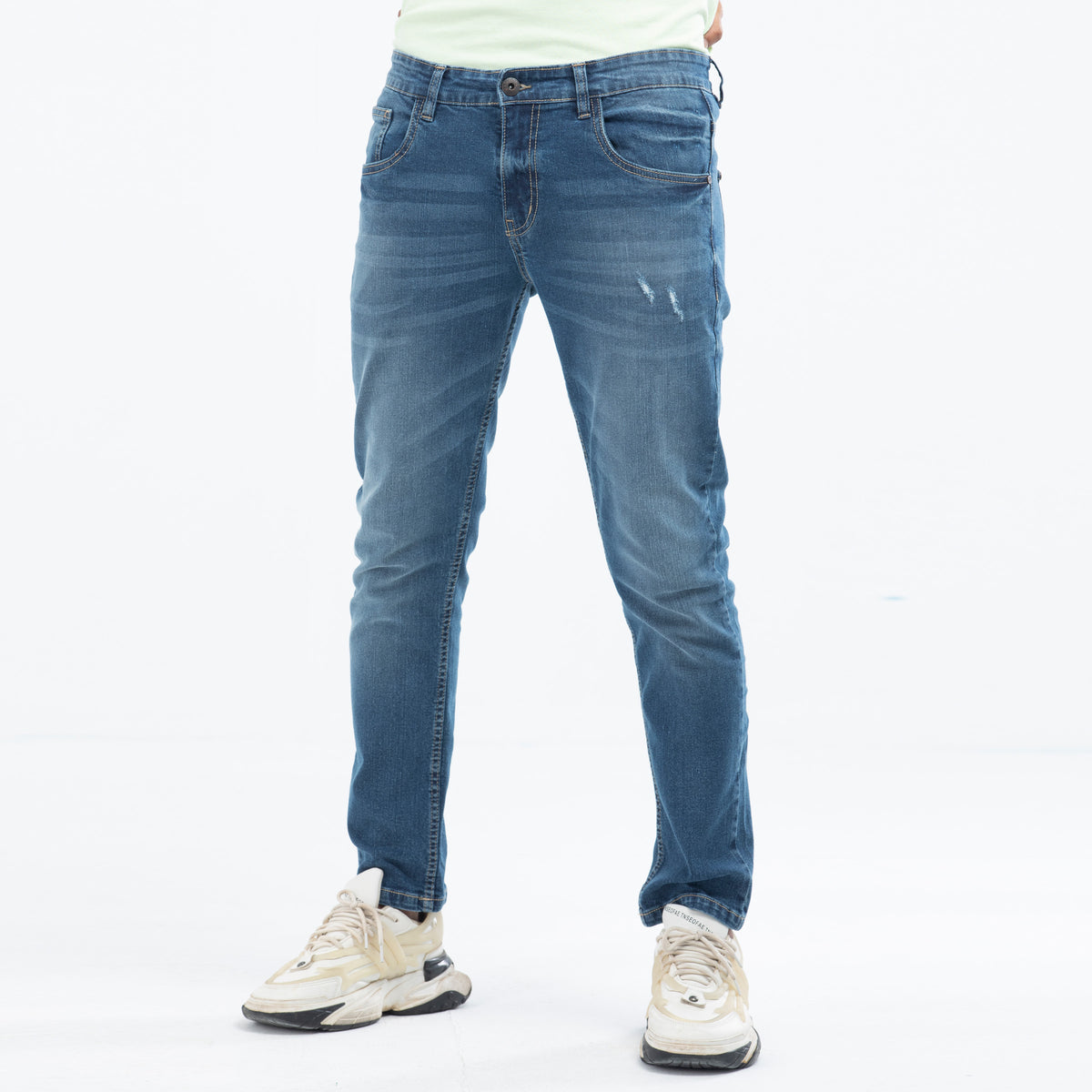 Stretch Semi Fit Jeans - Mid Blue