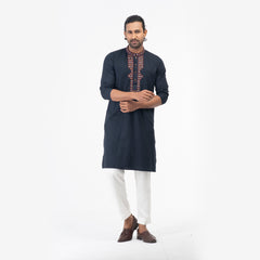 Handcrafted Karchupi Panjabi - Navy