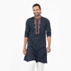 Handcrafted Karchupi Panjabi - Navy