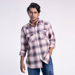 Long Sleeve Flannel Shirt - Vintage Pink