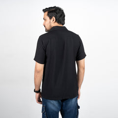 Havana Collar Crepe Shirt - Black