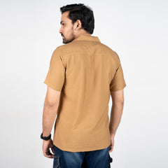 Havana Collar Crepe Shirt - Brown