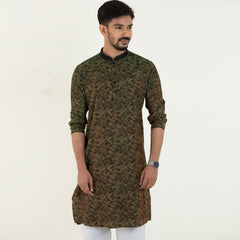 Semi Fit Panjabi- Olive - Masculine