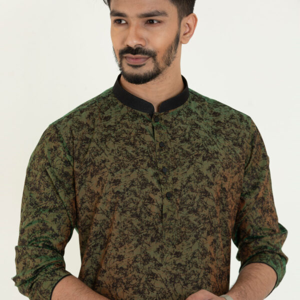 Semi Fit Panjabi- Olive - Masculine