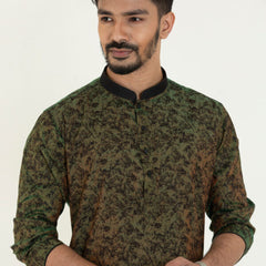 Semi Fit Panjabi- Olive - Masculine