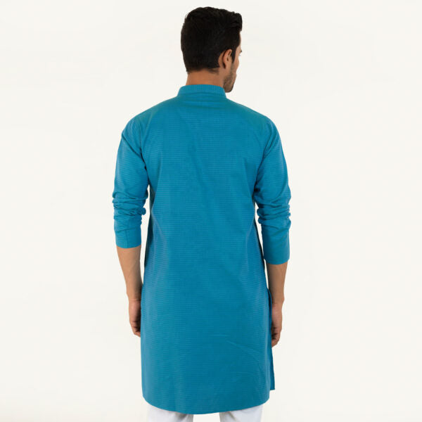 Semi Fit Casual Panjabi- Turquoise - Masculine