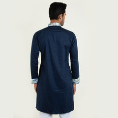 Semi Fit Casual Panjabi- Navy - Masculine