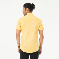 Casual Printed Half Shirt - Mustard Yellow
