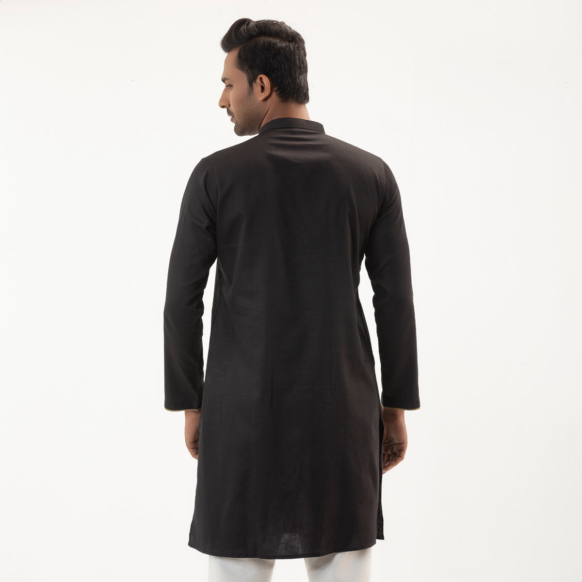 Semi Fit Casual Panjabi- Black - Masculine