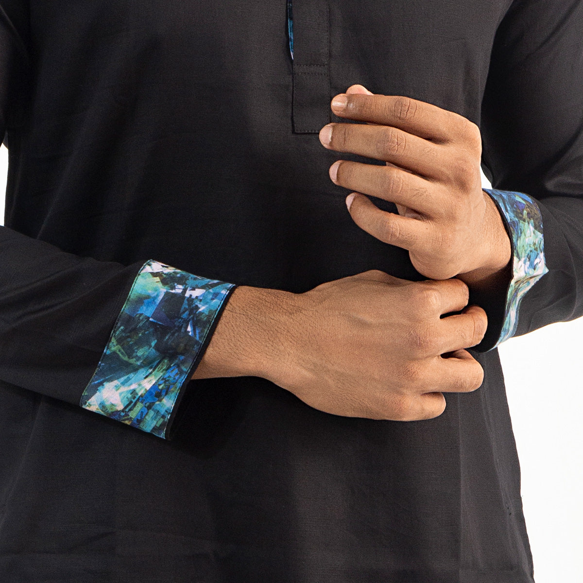 Semi Fit Casual Panjabi- Black - Masculine