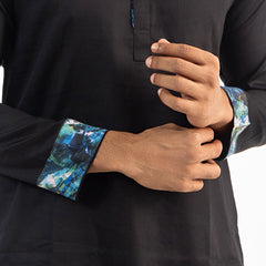 Semi Fit Casual Panjabi- Black - Masculine