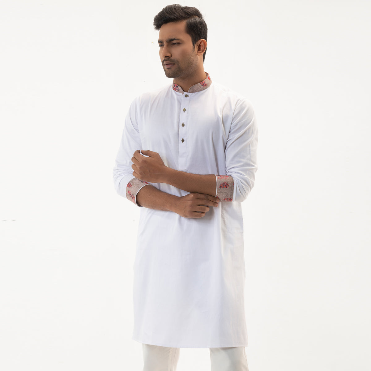 Semi Fit Premium Panjabi- White - Masculine