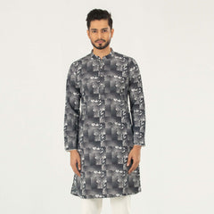 Printed Casual Panjabi  - Black & White