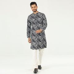 Printed Casual Panjabi  - Black & White